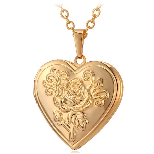 Openable Heart Locket Necklace Photo Frame