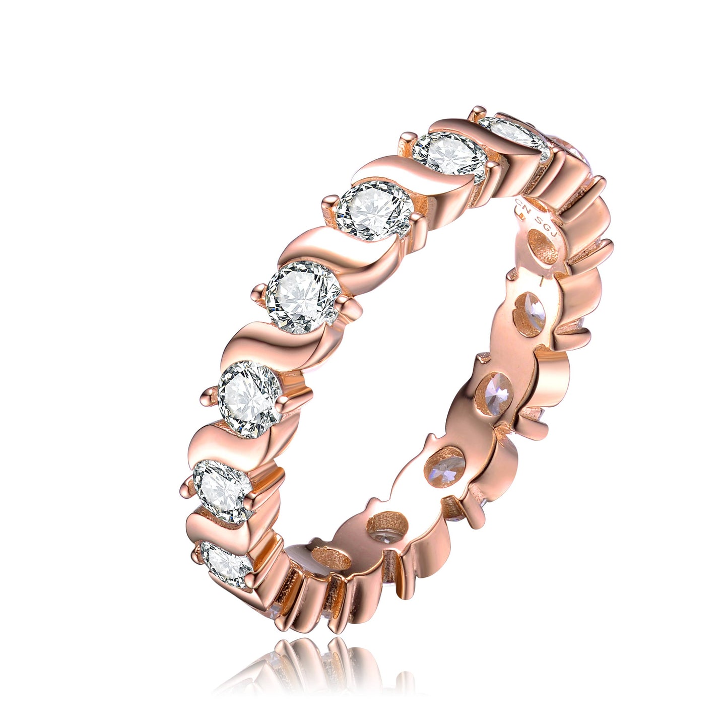Sterling Silver 18K Rose Plated Eternity Ring