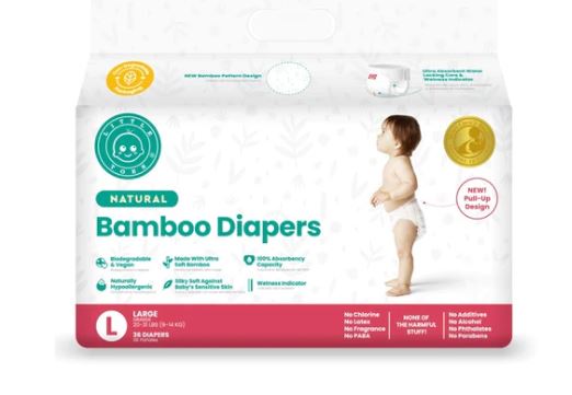 Little Toes Absorbent Natural Bamboo Diapers 36 Pack